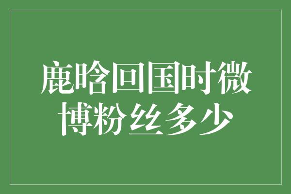 鹿晗回国时微博粉丝多少