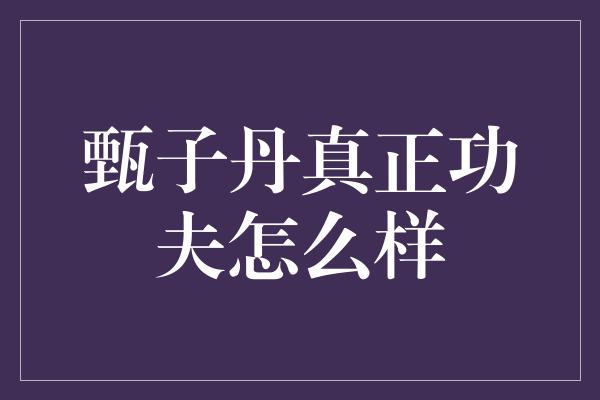 甄子丹真正功夫怎么样