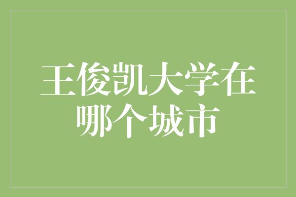 王俊凯大学在哪个城市