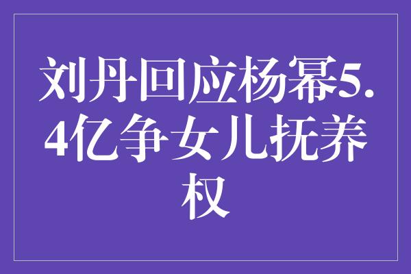 刘丹回应杨幂5.4亿争女儿抚养权