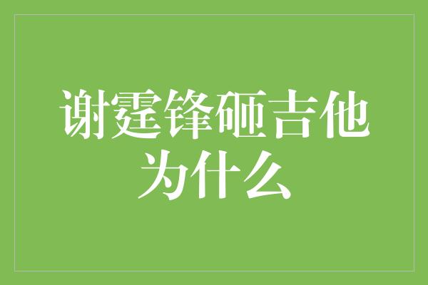 谢霆锋砸吉他为什么