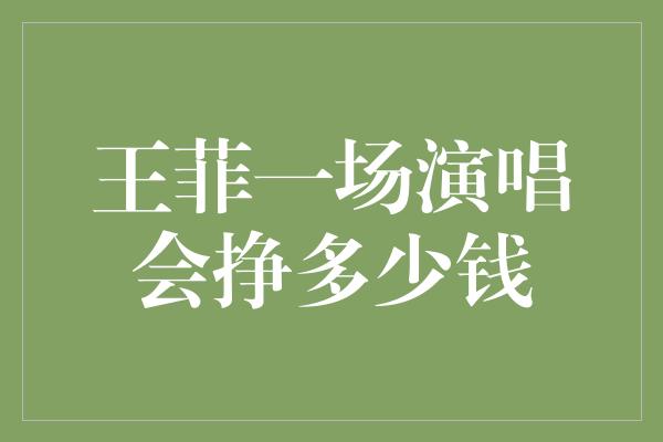 王菲一场演唱会挣多少钱