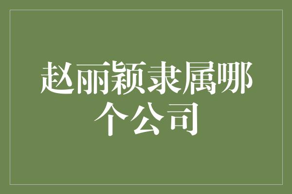 赵丽颖隶属哪个公司