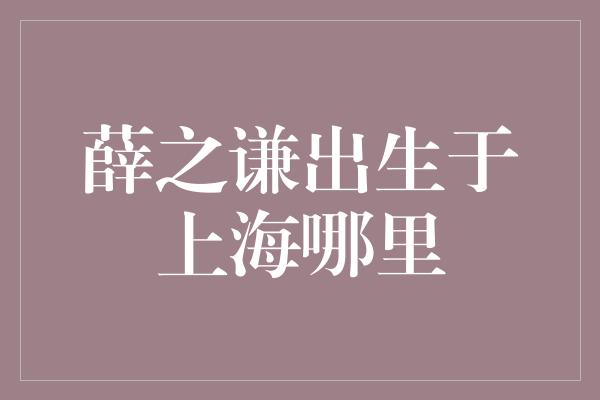 薛之谦出生于上海哪里