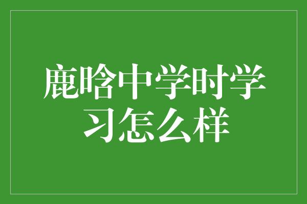 鹿晗中学时学习怎么样