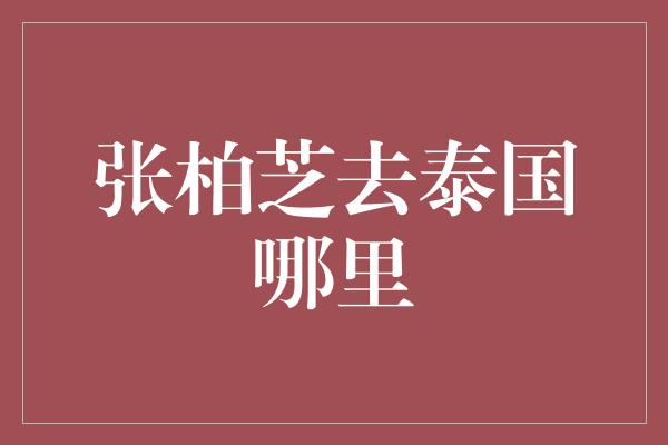 张柏芝去泰国哪里