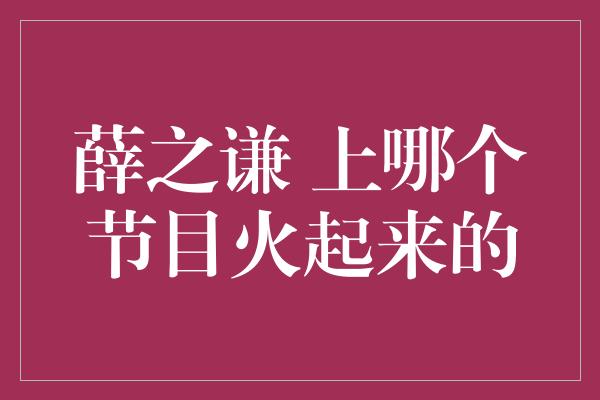 薛之谦 上哪个节目火起来的