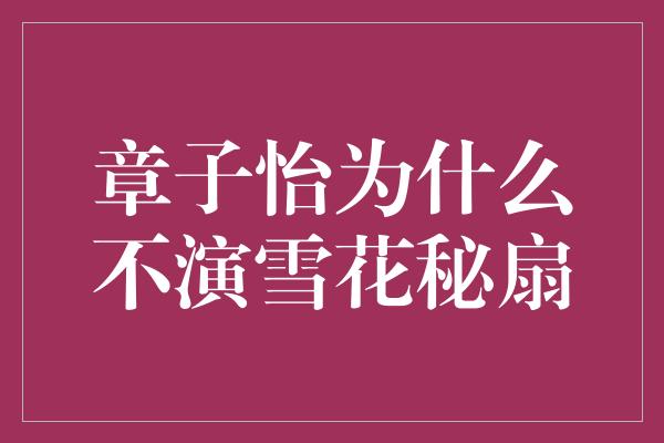 章子怡为什么不演雪花秘扇