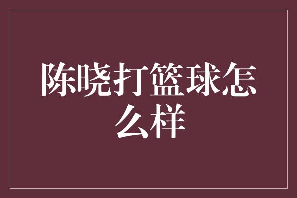 陈晓打篮球怎么样