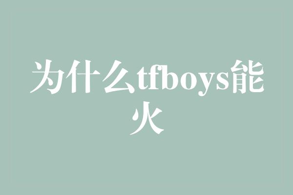 为什么tfboys能火