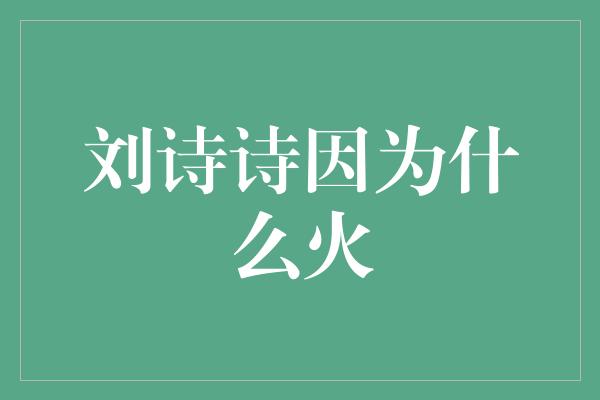 刘诗诗因为什么火