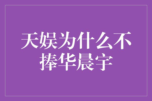 天娱为什么不捧华晨宇