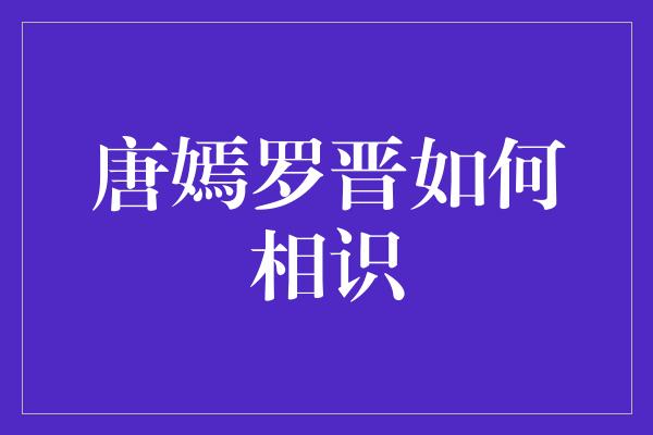 唐嫣罗晋如何相识