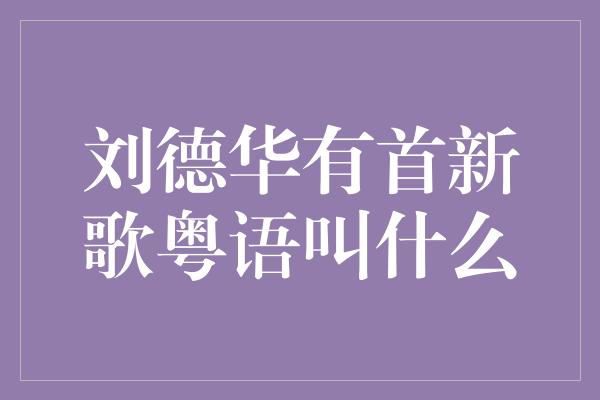 刘德华有首新歌粤语叫什么