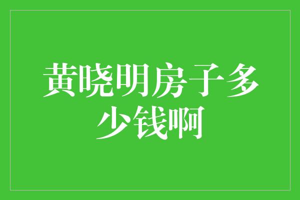 黄晓明房子多少钱啊