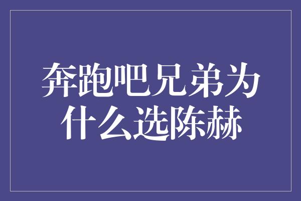 奔跑吧兄弟为什么选陈赫