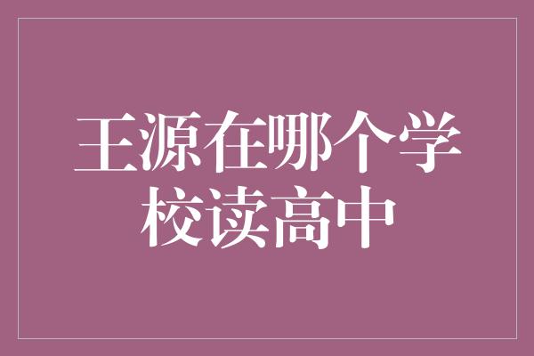 王源在哪个学校读高中