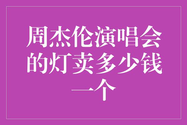 周杰伦演唱会的灯卖多少钱一个