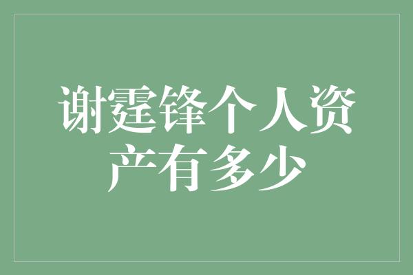 谢霆锋个人资产有多少