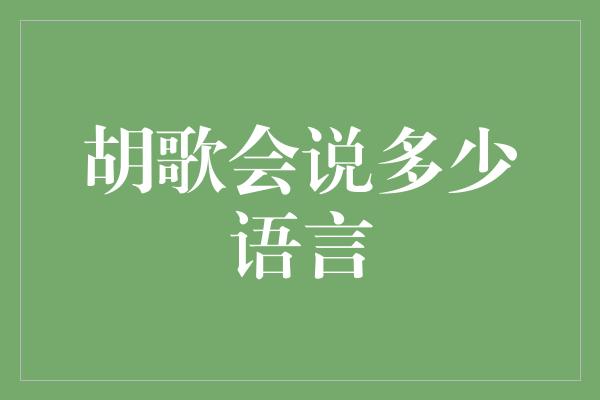 胡歌会说多少语言