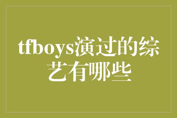 tfboys演过的综艺有哪些