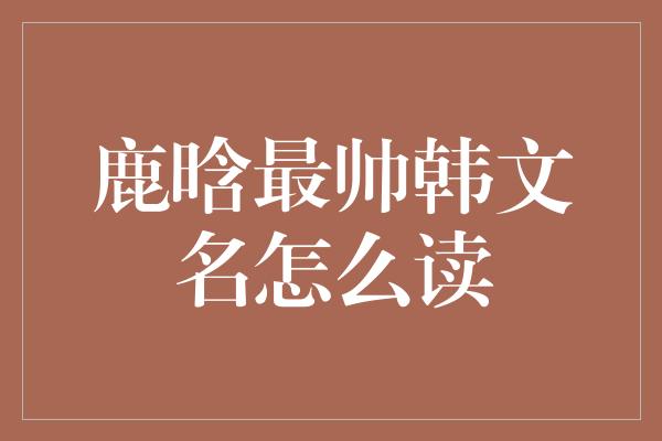 鹿晗最帅韩文名怎么读