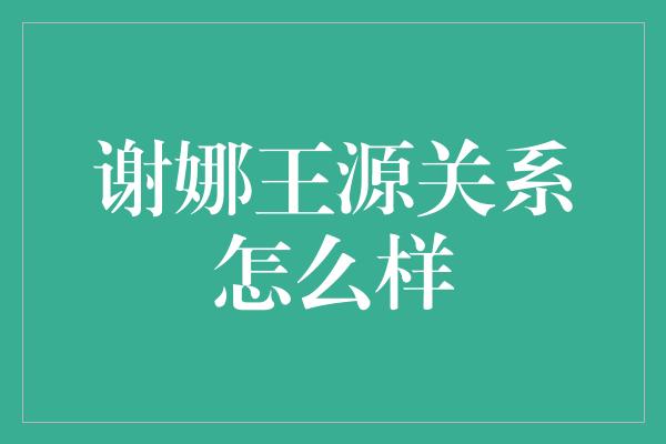 谢娜王源关系怎么样