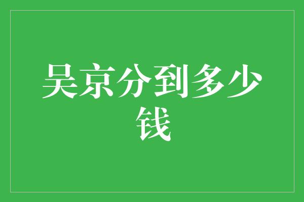 吴京分到多少钱