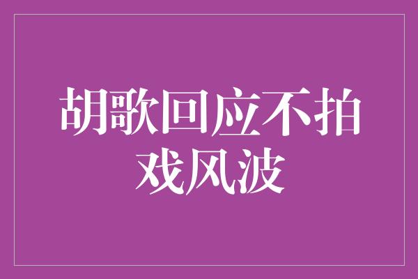 胡歌回应不拍戏风波