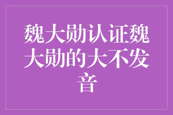 魏大勋认证魏大勋的大不发音