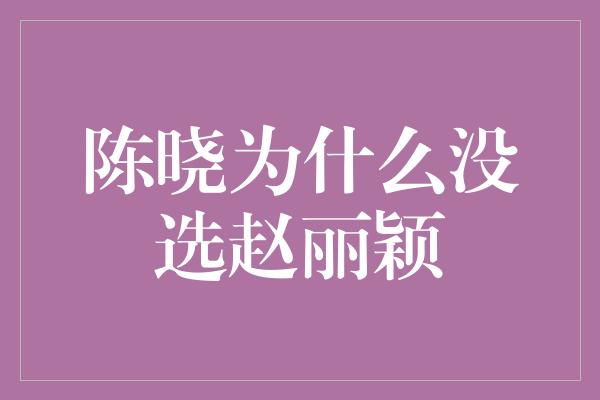 陈晓为什么没选赵丽颖