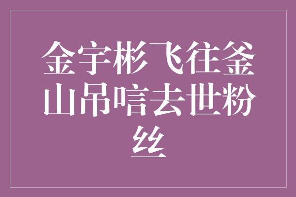 金宇彬飞往釜山吊唁去世粉丝