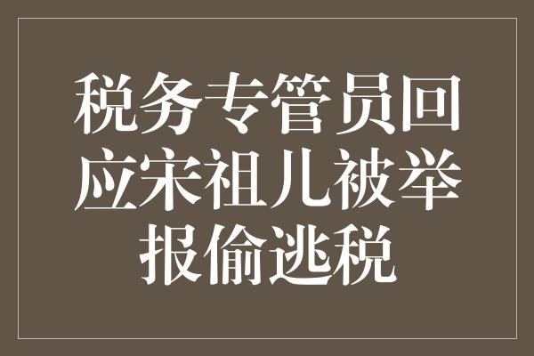 税务专管员回应宋祖儿被举报偷逃税