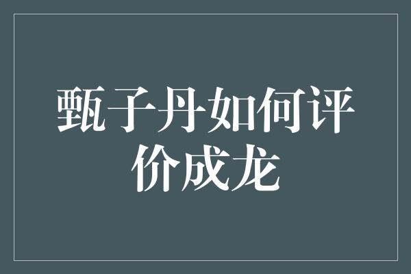 甄子丹如何评价成龙