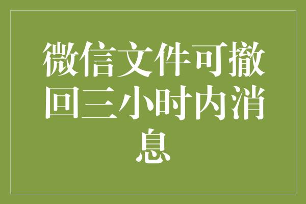 微信文件可撤回三小时内消息