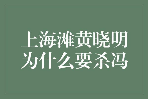 上海滩黄晓明为什么要杀冯