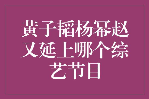 黄子韬杨幂赵又延上哪个综艺节目