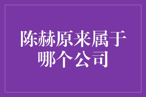 陈赫原来属于哪个公司