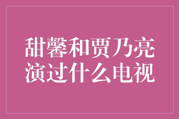 甜馨和贾乃亮演过什么电视