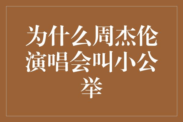 为什么周杰伦演唱会叫小公举