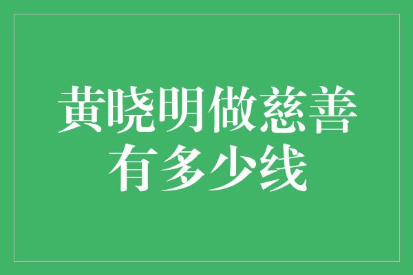 黄晓明做慈善有多少线