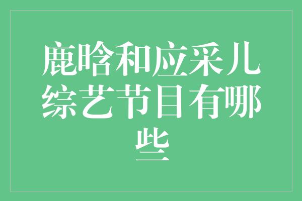 鹿晗和应采儿综艺节目有哪些