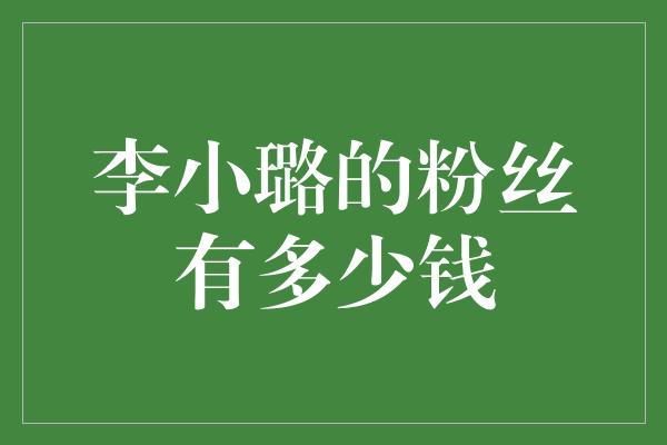 李小璐的粉丝有多少钱