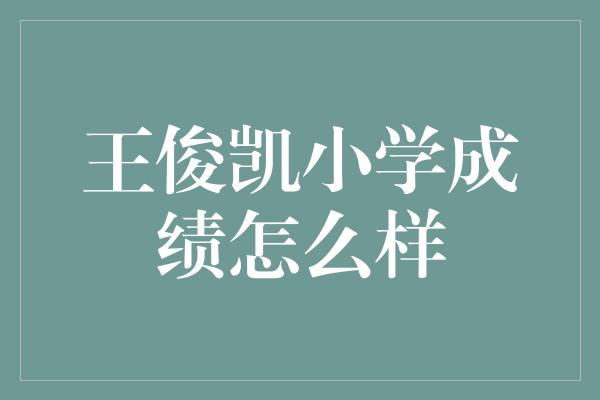 王俊凯小学成绩怎么样