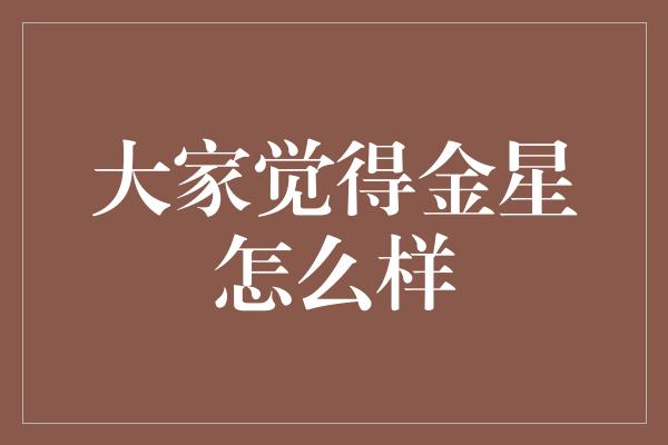 大家觉得金星怎么样