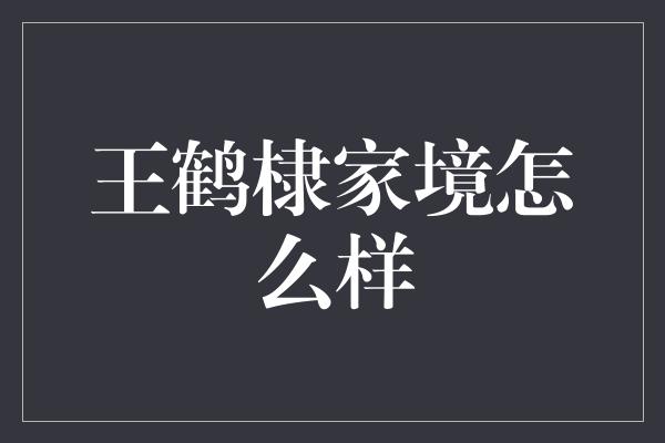 王鹤棣家境怎么样