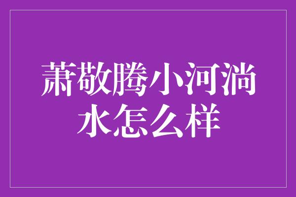 萧敬腾小河淌水怎么样