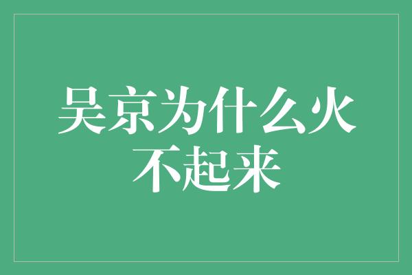 吴京为什么火不起来