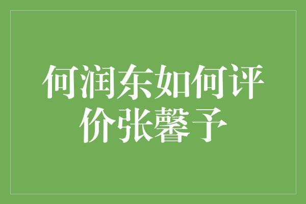 何润东如何评价张馨予