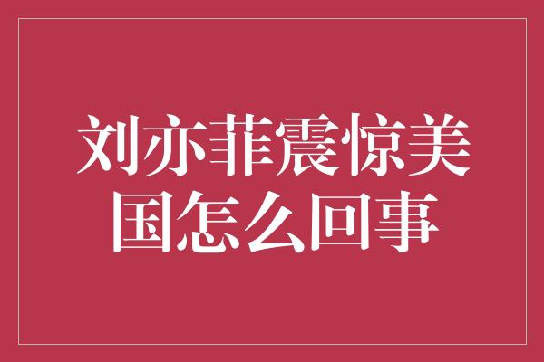 刘亦菲震惊美国怎么回事